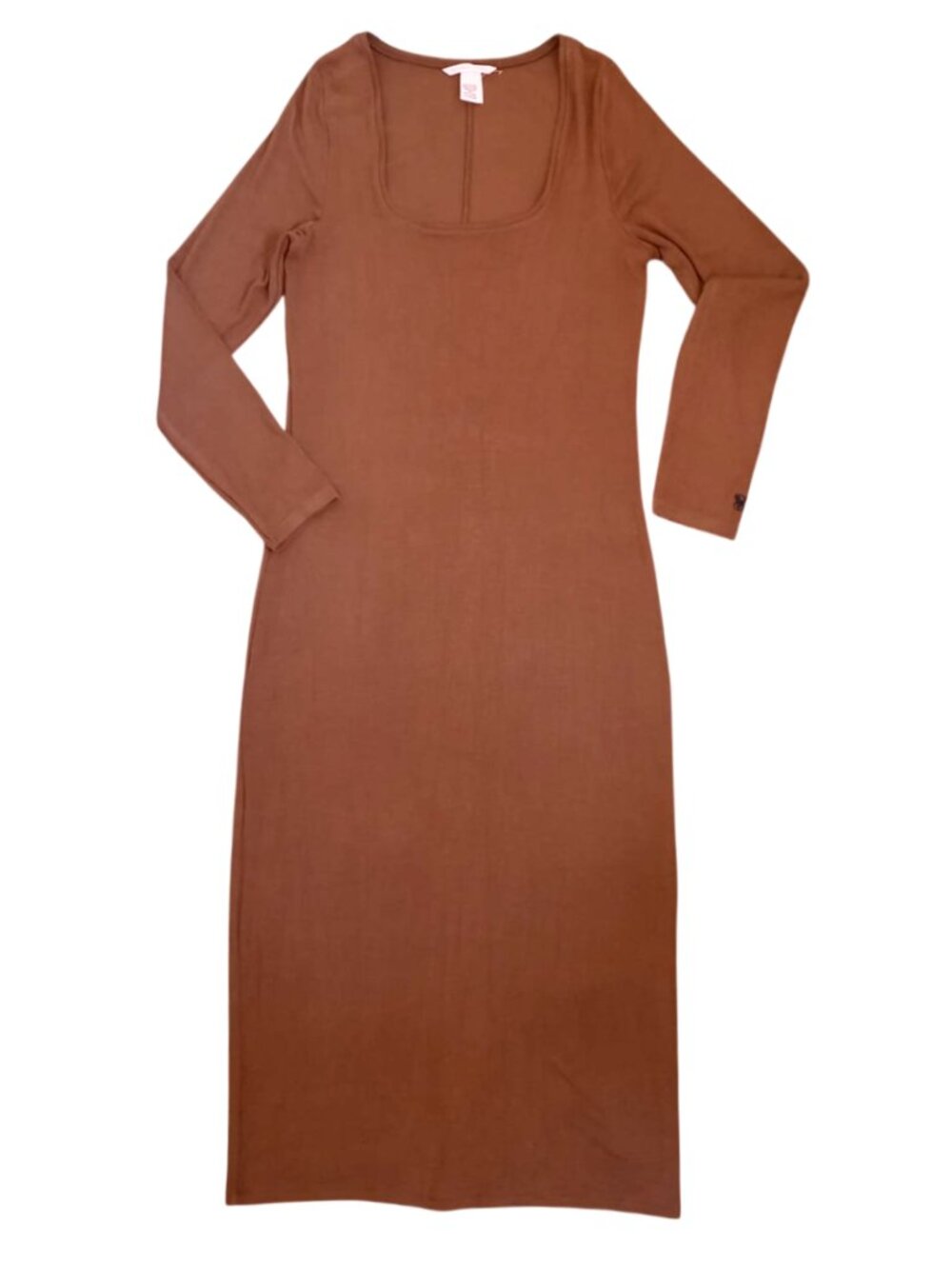 Victorias Secret Brown Ribbed Knit Midi Dress Scoop L
